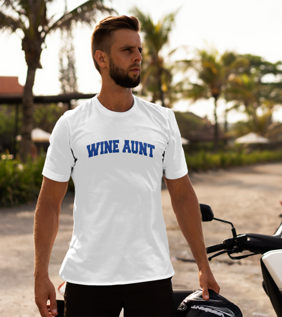 Wine Aunt Blue Text T-Shirt