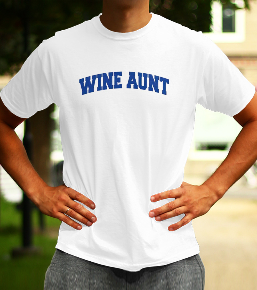 Wine Aunt Blue Text T-Shirt
