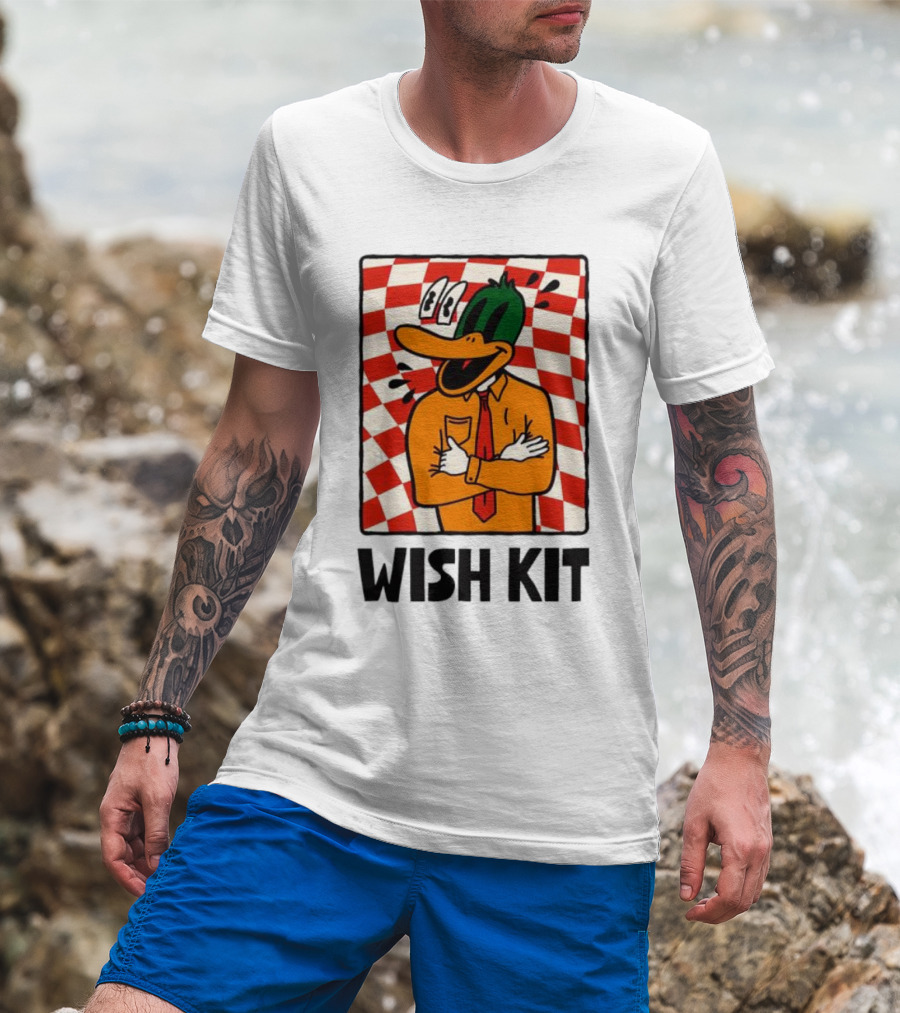 WISH KIT DUCK CHECKERED EYE POPPING CARTOON T-Shirt