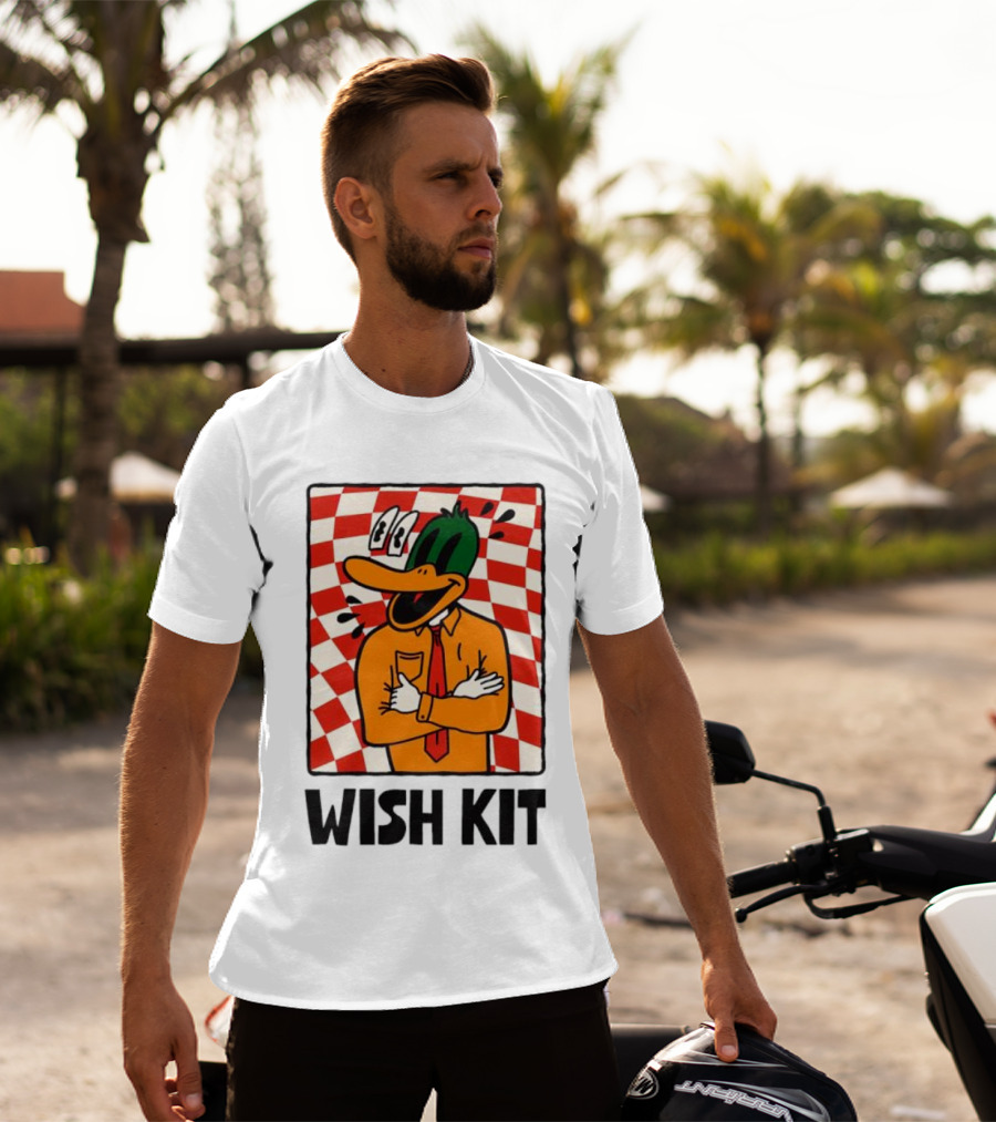 WISH KIT DUCK CHECKERED EYE POPPING CARTOON T-Shirt