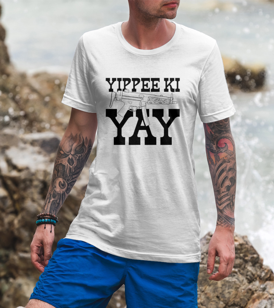 Yippee Ki Yay Retro Action Phrase With Gun T-Shirt