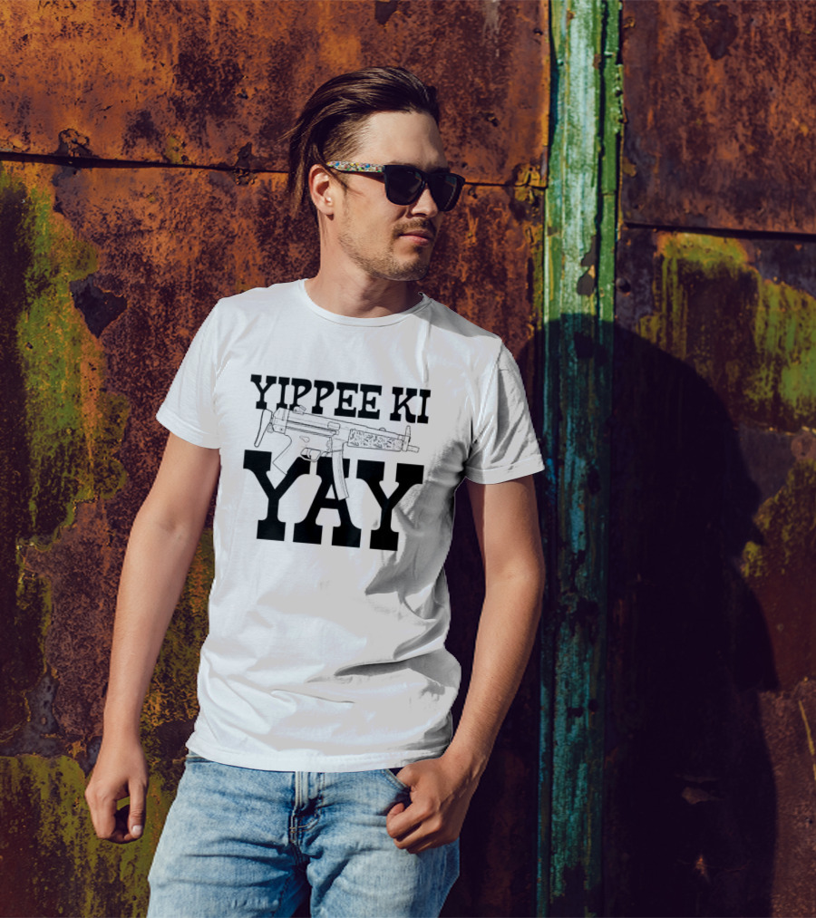 Yippee Ki Yay Retro Action Phrase With Gun T-Shirt
