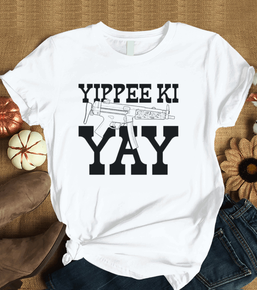 Yippee Ki Yay Retro Action Phrase With Gun T-Shirt