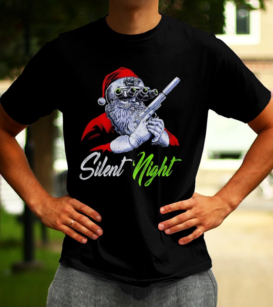 Silent Night Santa Claus With Night Vision And Rifle T-Shirt