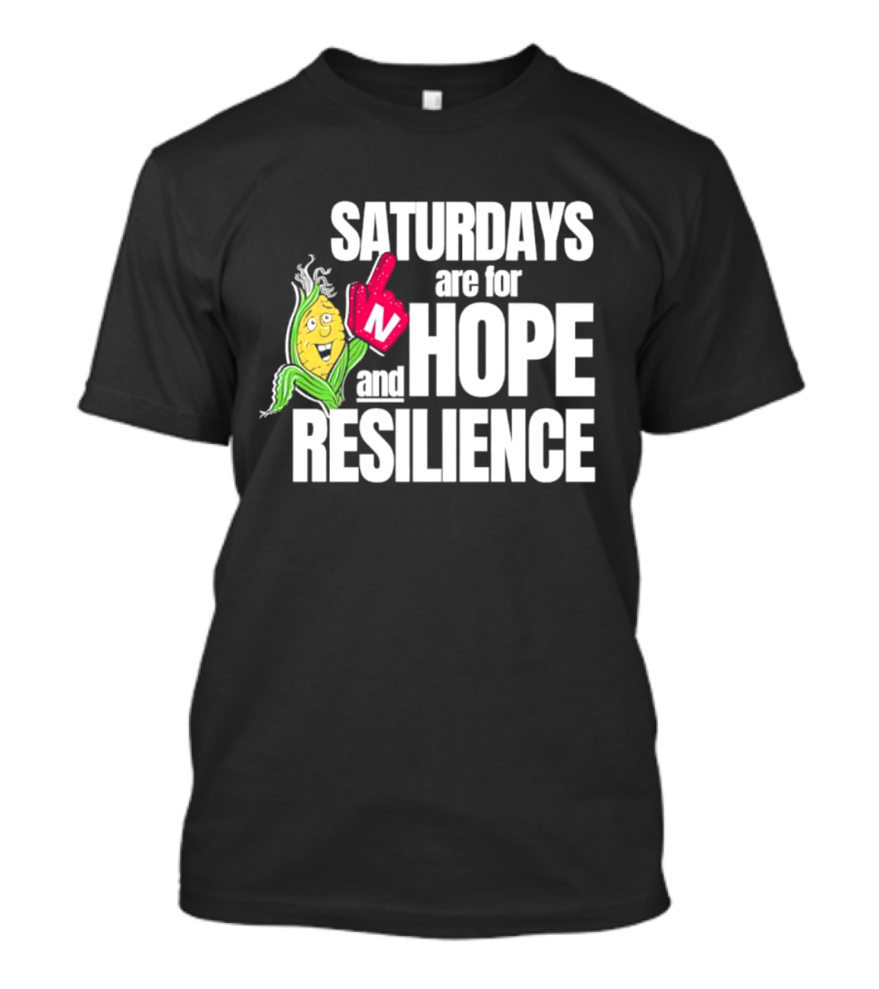 Saturdays Are For Hope And Resilience Corn Mascot And Foam Finger T-Shirt