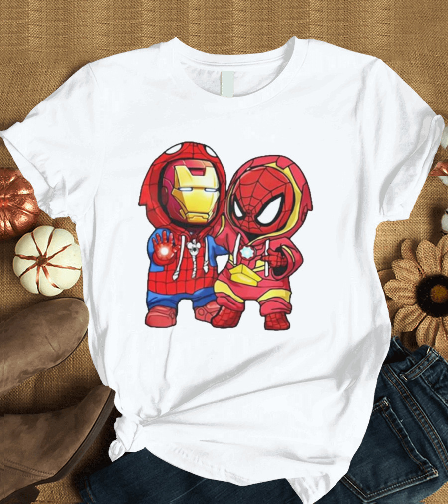Spider-Man And Iron Man Cute Chibi Hoodie Heroes T-Shirt