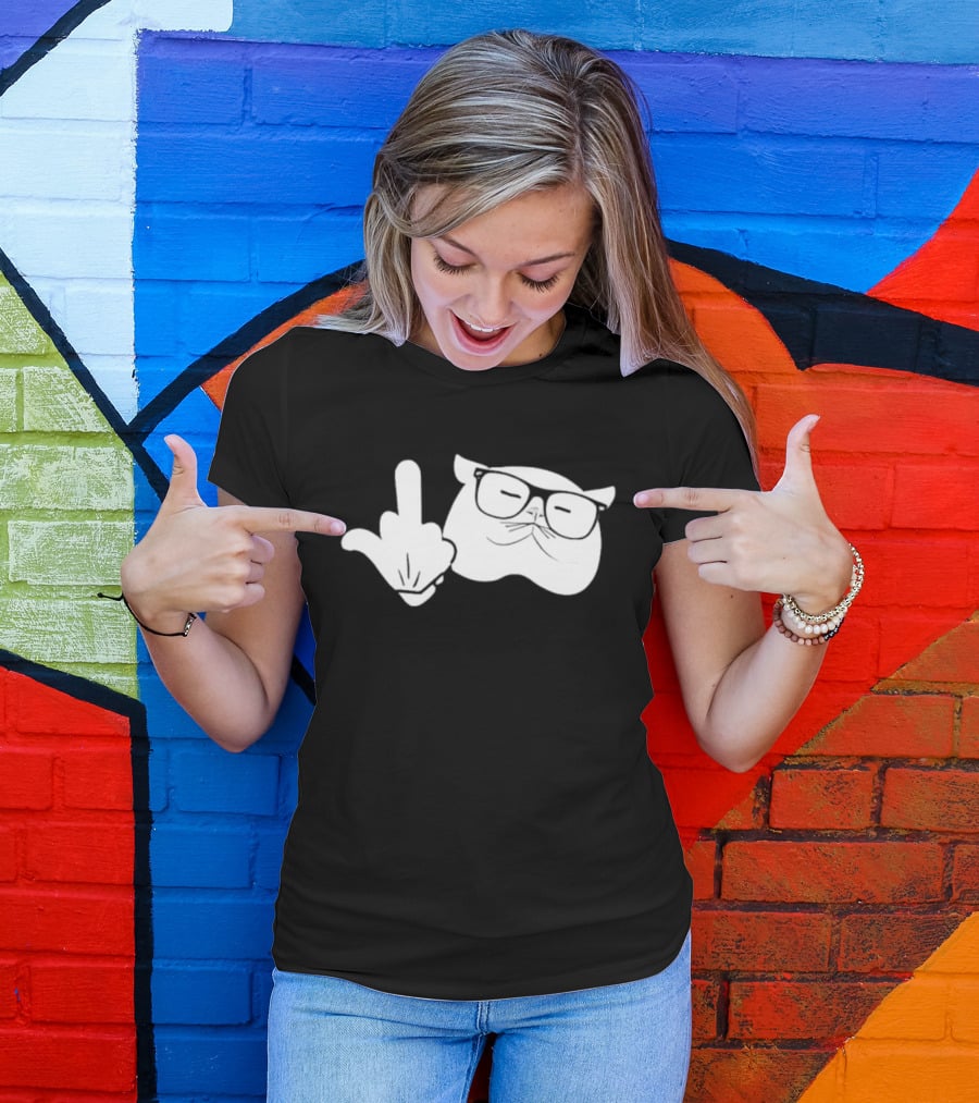 Catturd Birdturd Middle Finger Cat Glasses T-Shirt