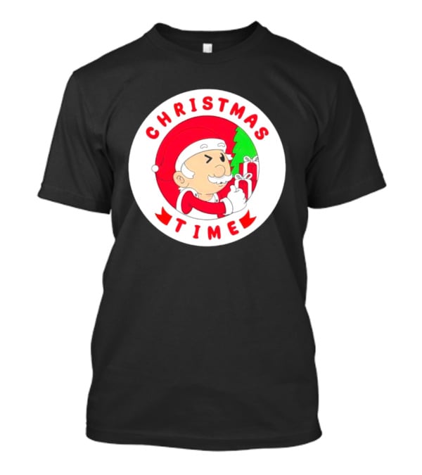 Christmas Time Santa Holding Gifts Circle T-Shirt