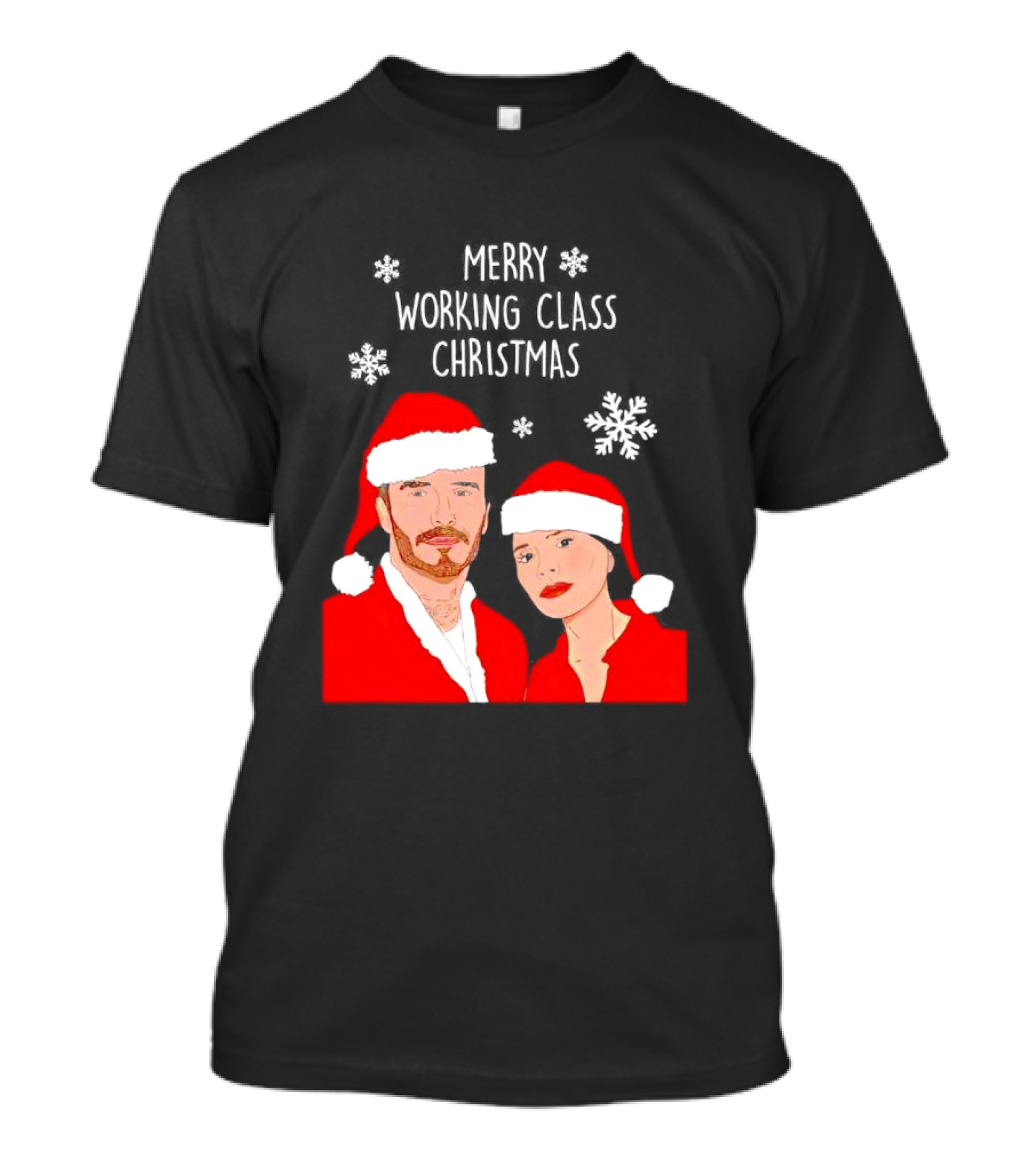 Merry Working Class Christmas Santa Couple Snowflakes T-Shirt