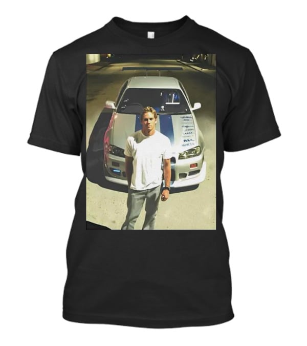 Paul Walker Giving Season With Iconic Car Street Scene T-Shirt