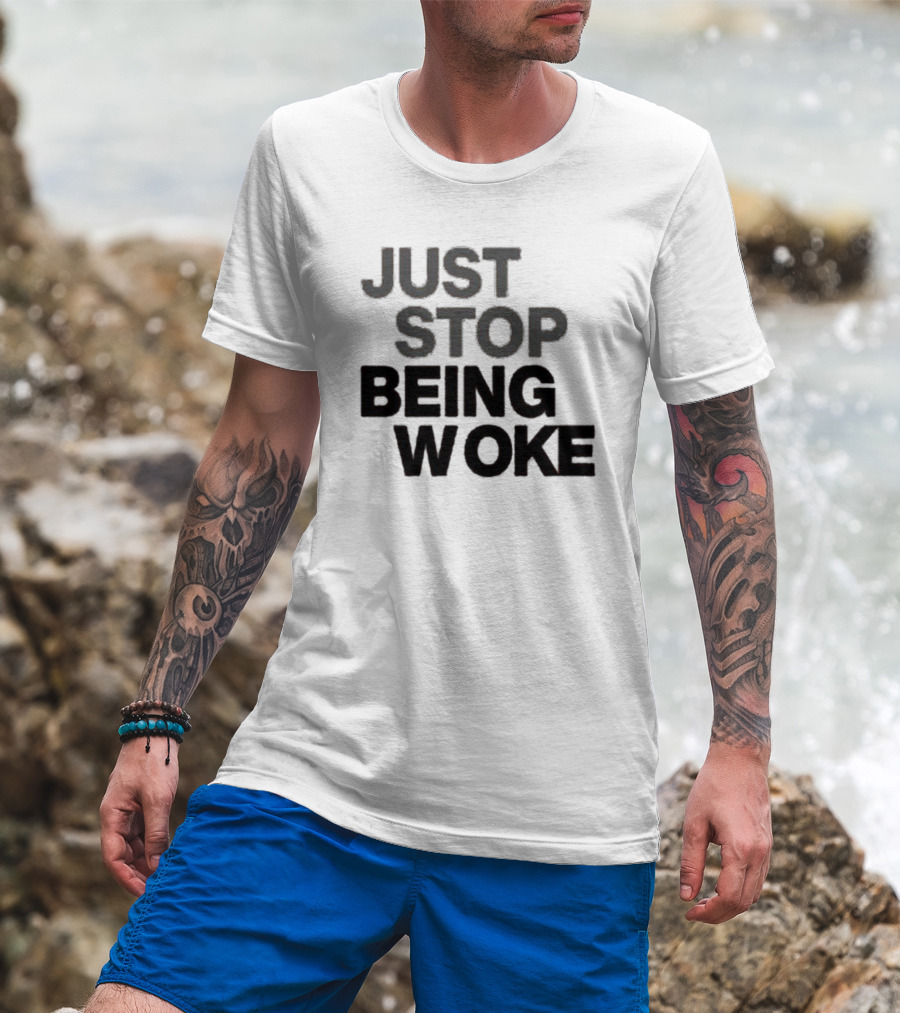 Paula London Just Stop Being Woke Black Lettered Message T-Shirt
