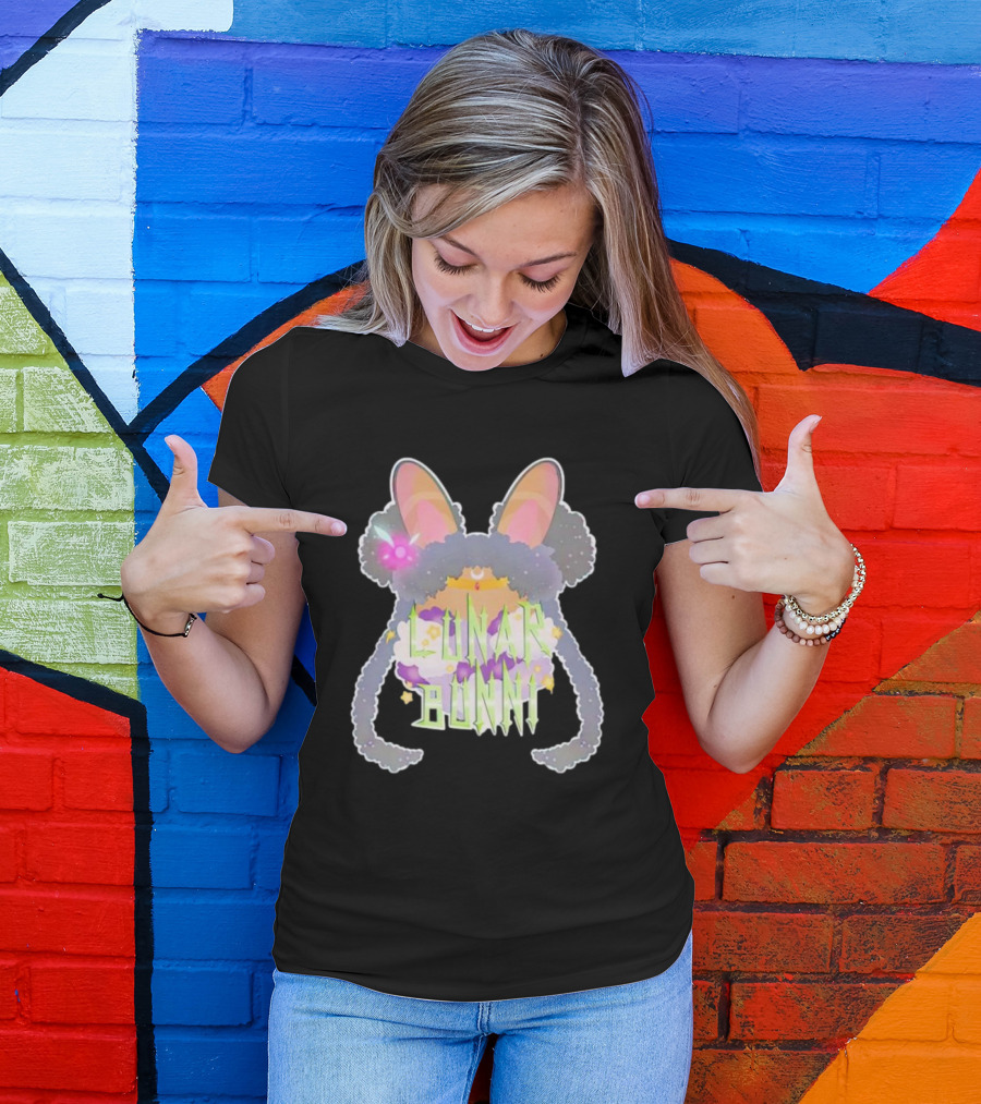 Bunnii Gang Lunar Bunnii Cosmic Ears Vibrant Text Elements T-Shirt