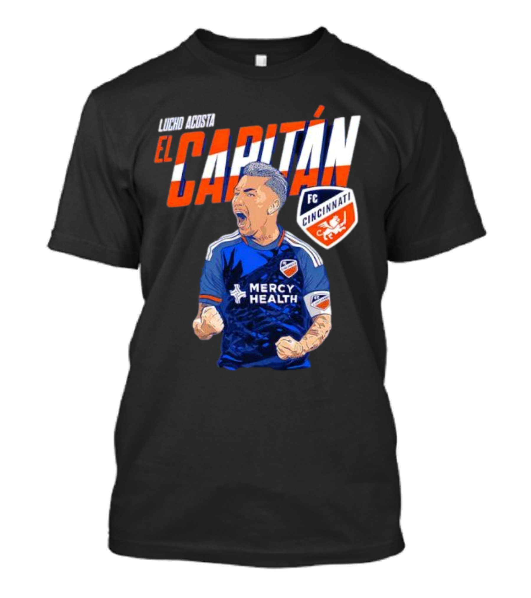 FC Cincinnati Lucho Acosta El Capitan Mercy Health Soccer Captain T-Shirt
