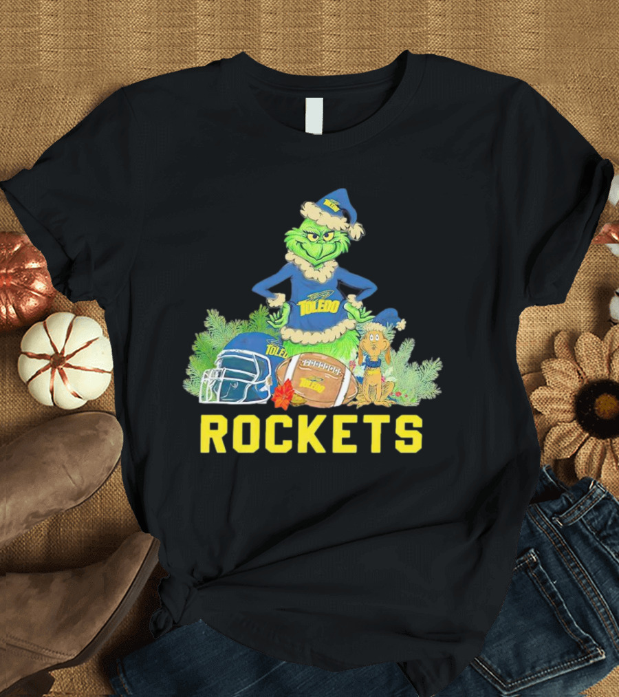 Grinch Toledo Rockets Christmas Football Festive Spirit T-Shirt