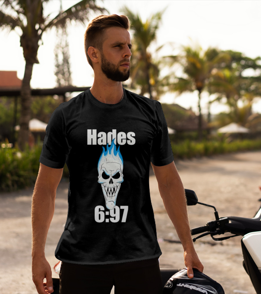 Hades 6:97 Blue Flame Skull Stone Cold T-Shirt