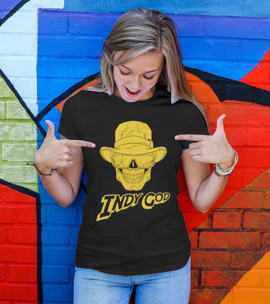 Matt Cardona Indy God Gold Skull With Hat And Sunglasses T-Shirt