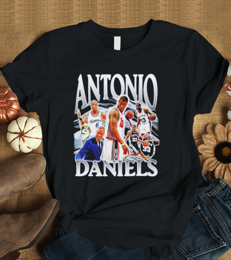 Antonio Daniels Retro NBA Basketball Collage Spurs Sonics Bucks Vintage T-Shirt