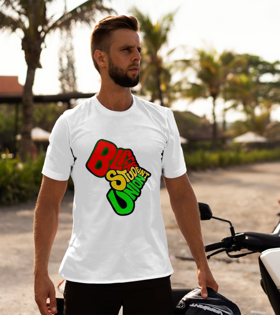 Black Student Union Red Yellow Green Text T-Shirt