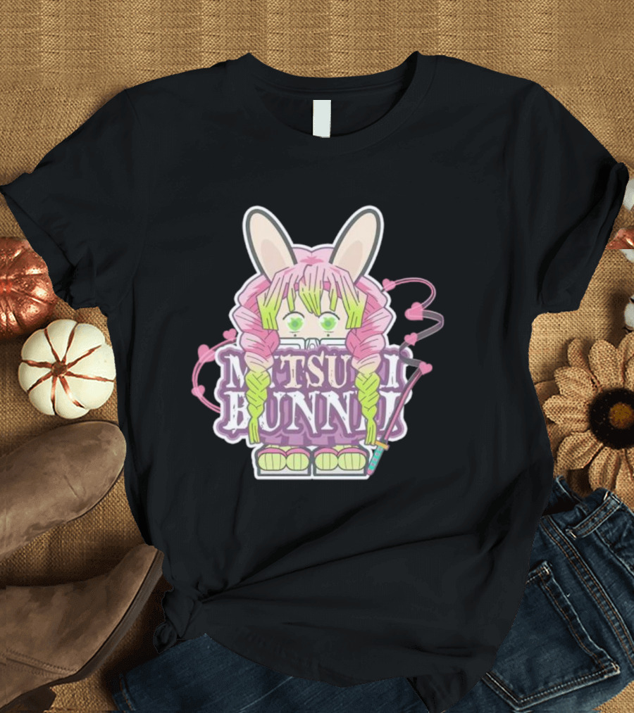 Bunnii Gang Mitsuri Bunnii Cute Pastel Character With Bunny Ears And Heart Details T-Shirt