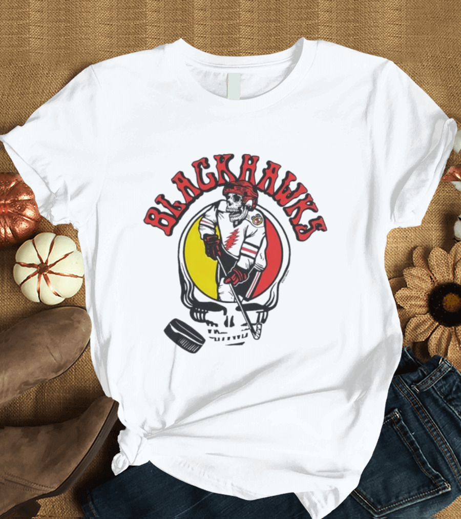 Blackhawks Grateful Dead Hockey Fusion T-Shirt