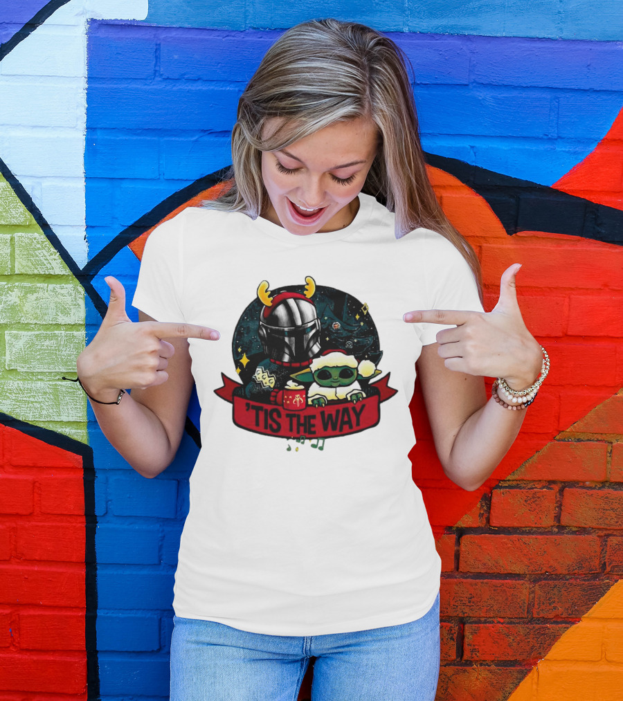 Darth Vader Baby Yoda Mandalorian Tis The Way Christmas T-Shirt