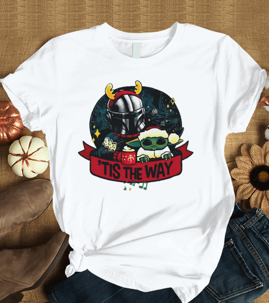 Darth Vader Baby Yoda Mandalorian Tis The Way Christmas T-Shirt