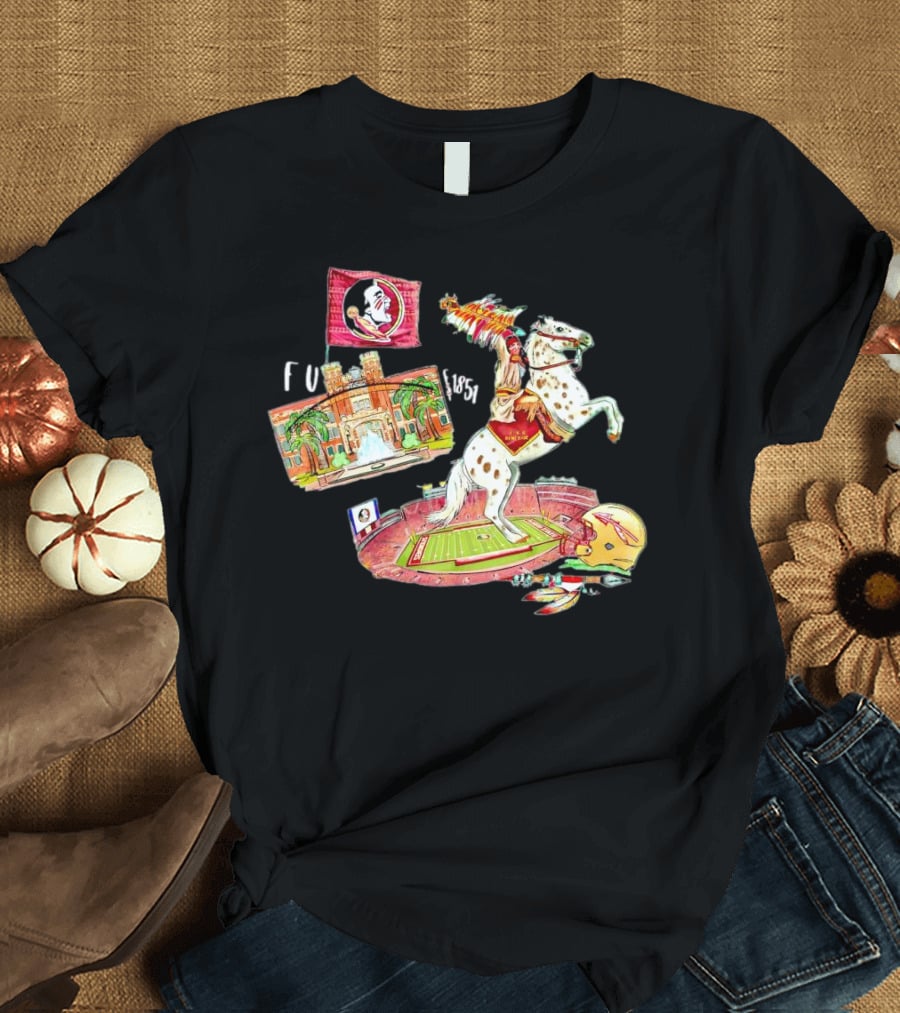 FSU Florida State Seminoles Symbols Chief Osceola Spear Football Stadium Helmet 1851 T-Shirt