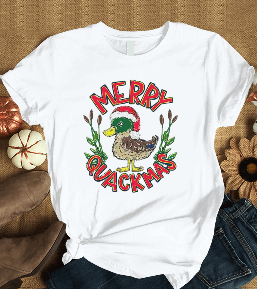 Merry Quackmas Christmas Santa Hat Duck Festive Holiday T-Shirt