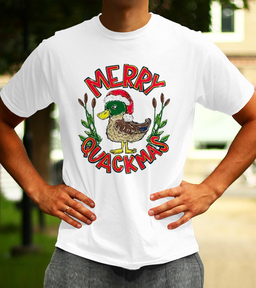 Merry Quackmas Christmas Santa Hat Duck Festive Holiday T-Shirt
