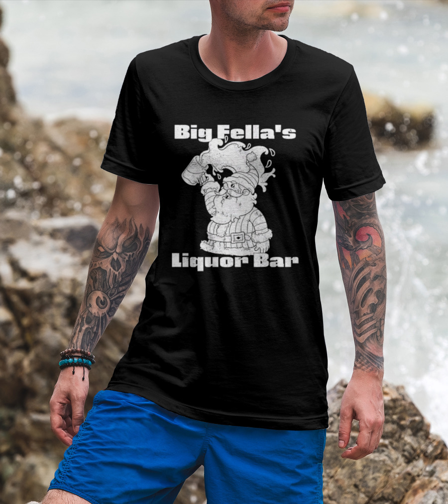 Big Fella's Liquor Bar Holiday Santa Festivity T-Shirt