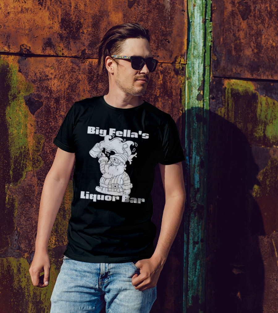 Big Fella's Liquor Bar Holiday Santa Festivity T-Shirt