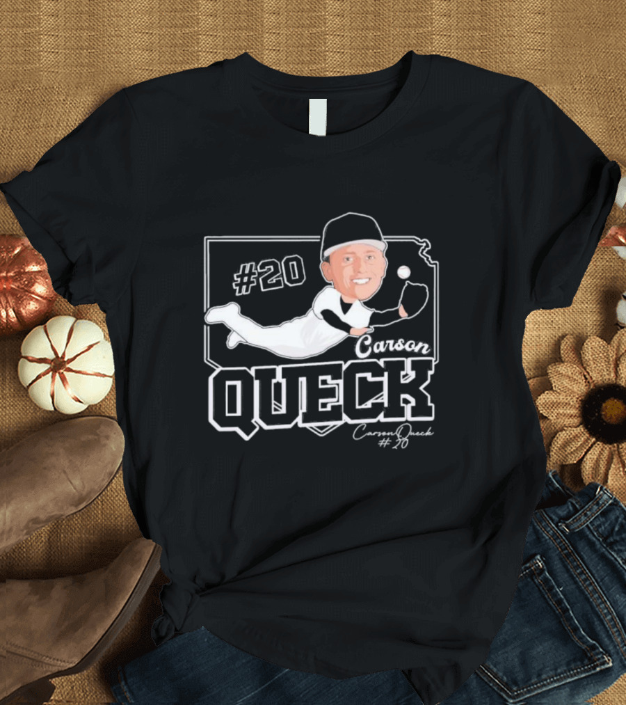 Carson Queck #20 Baseball Player Caricature T-Shirt