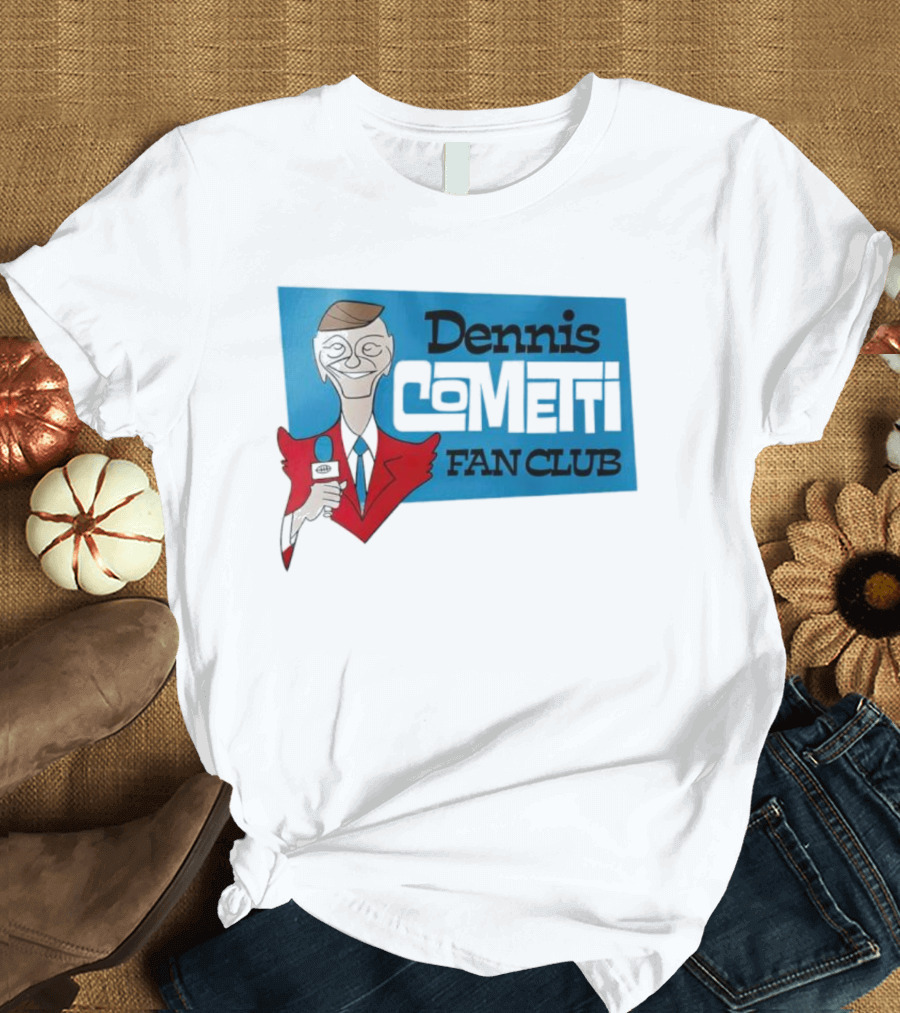 Dennis Cometti Fan Club Cartoon Broadcaster With Microphone T-Shirt