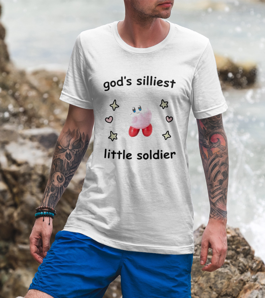 God's Silliest Little Soldier Kirby Stars And Hearts T-Shirt