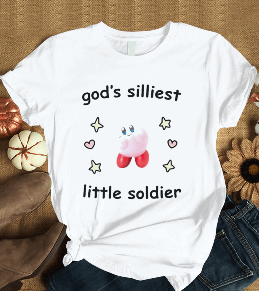 God's Silliest Little Soldier Kirby Stars And Hearts T-Shirt