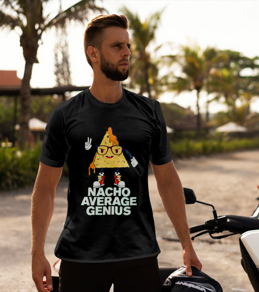 Nacho Average Genius Cartoon Character With Glasses And Sneakers T-Shirt