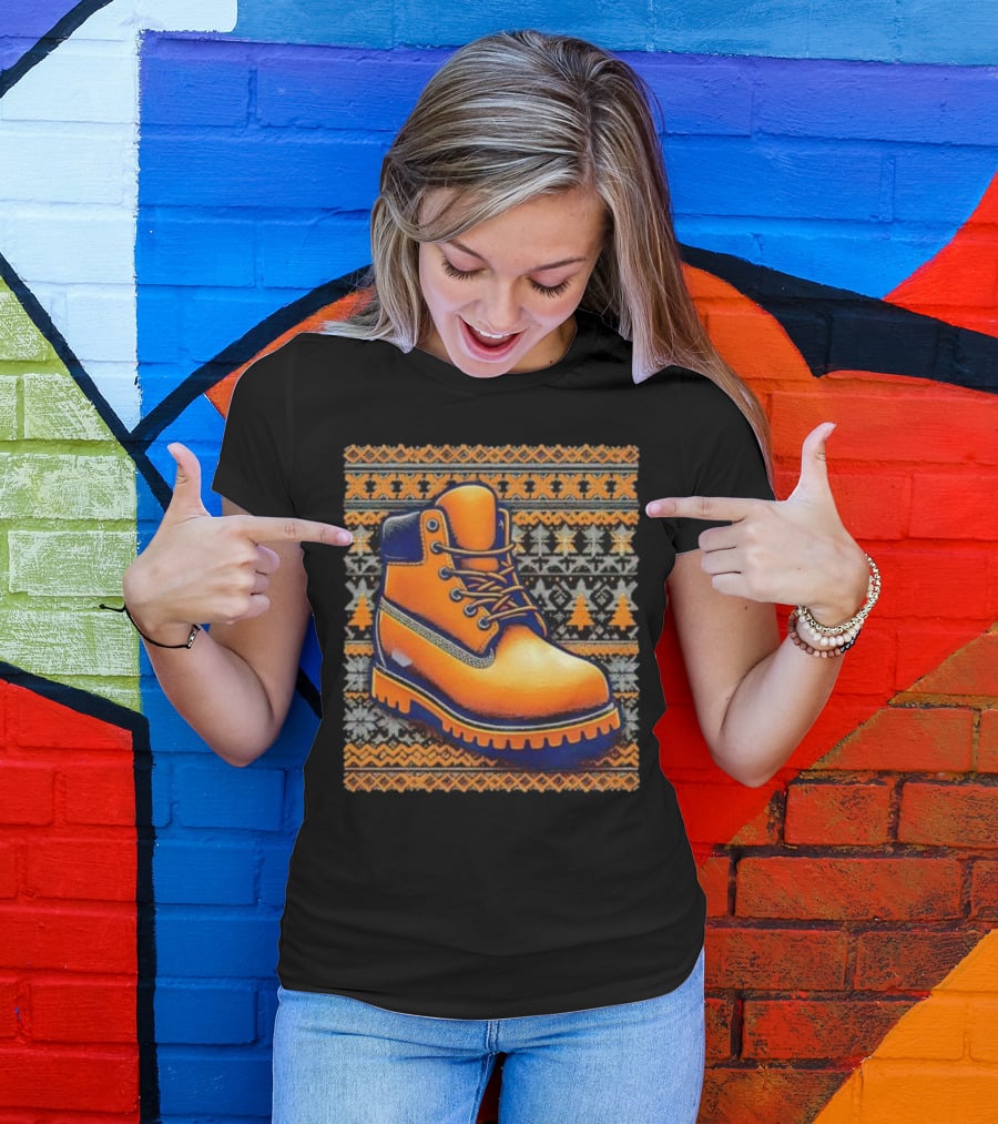 New York Knicks Timbmas Timberland Boot Ugly Christmas T-Shirt