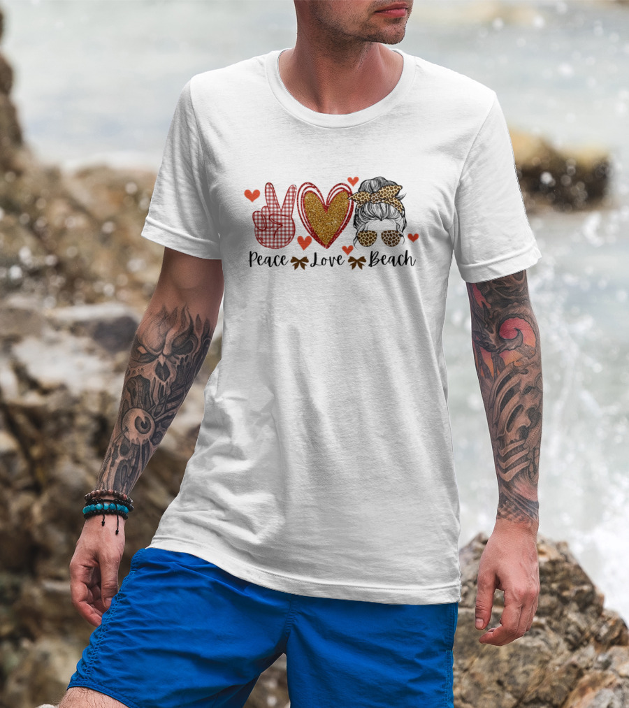 Peace Love Beach Heart Shades Bandana Vibes T-Shirt