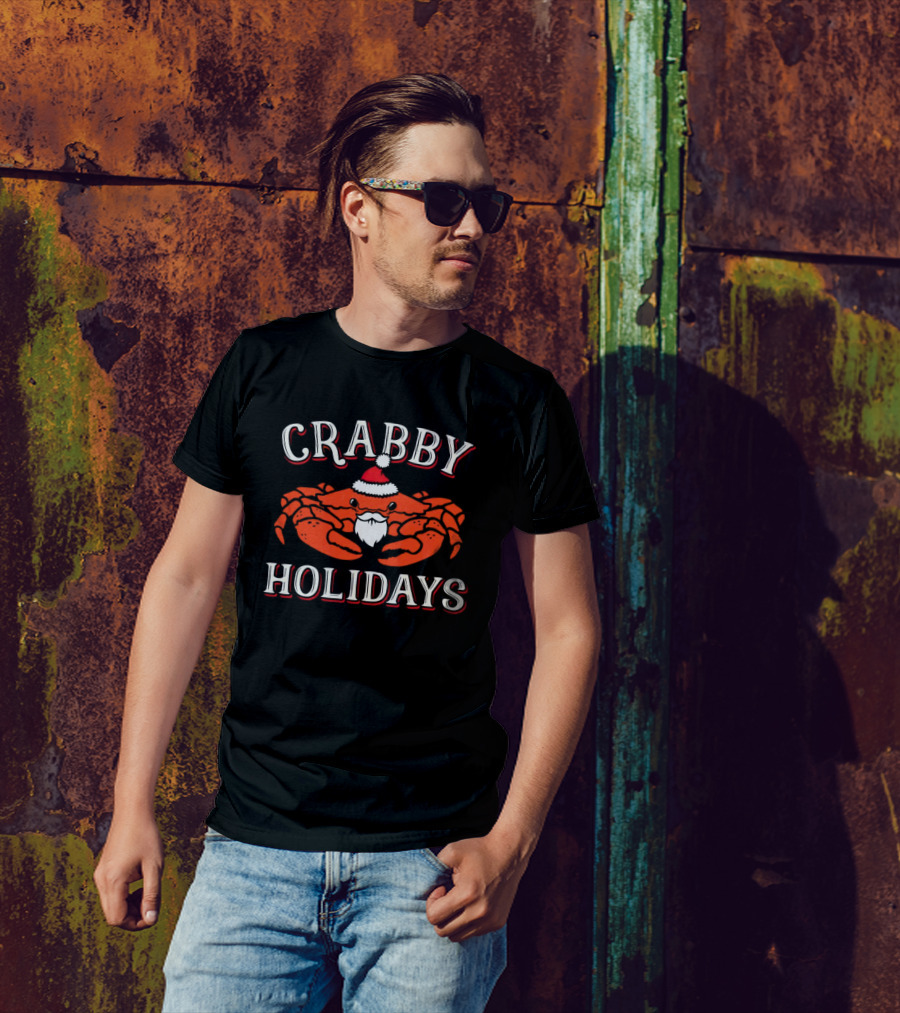 Crabby Holidays Santa Christmas Crab T-Shirt