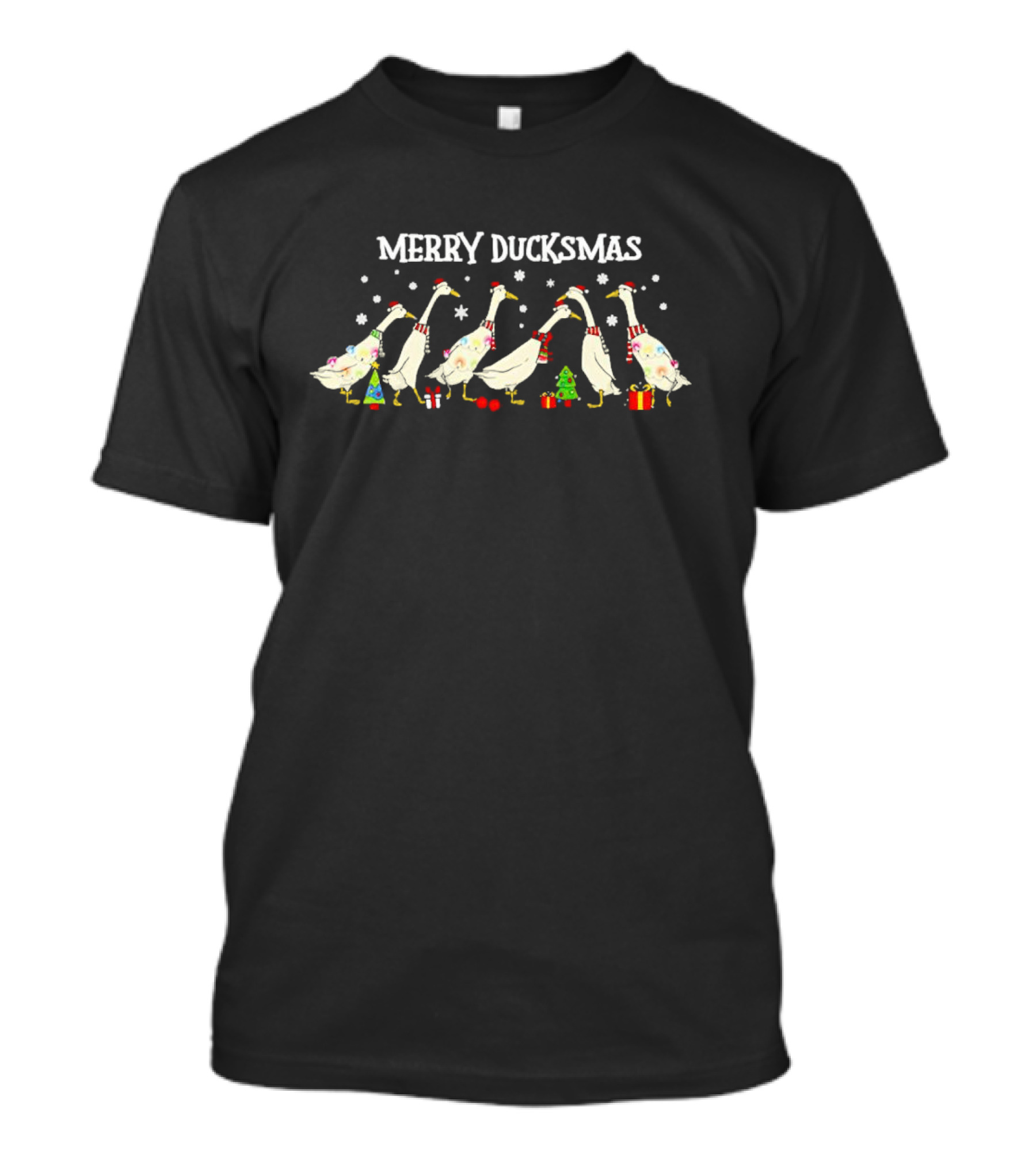 Merry Ducksmas Christmas Ducks With Holiday Hats And Gifts T-Shirt