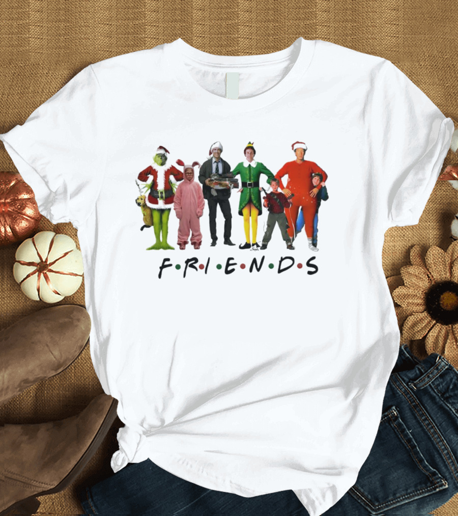 Friends Christmas Movie Character Costumes Grinch Elf Pink Bunny T-Shirt