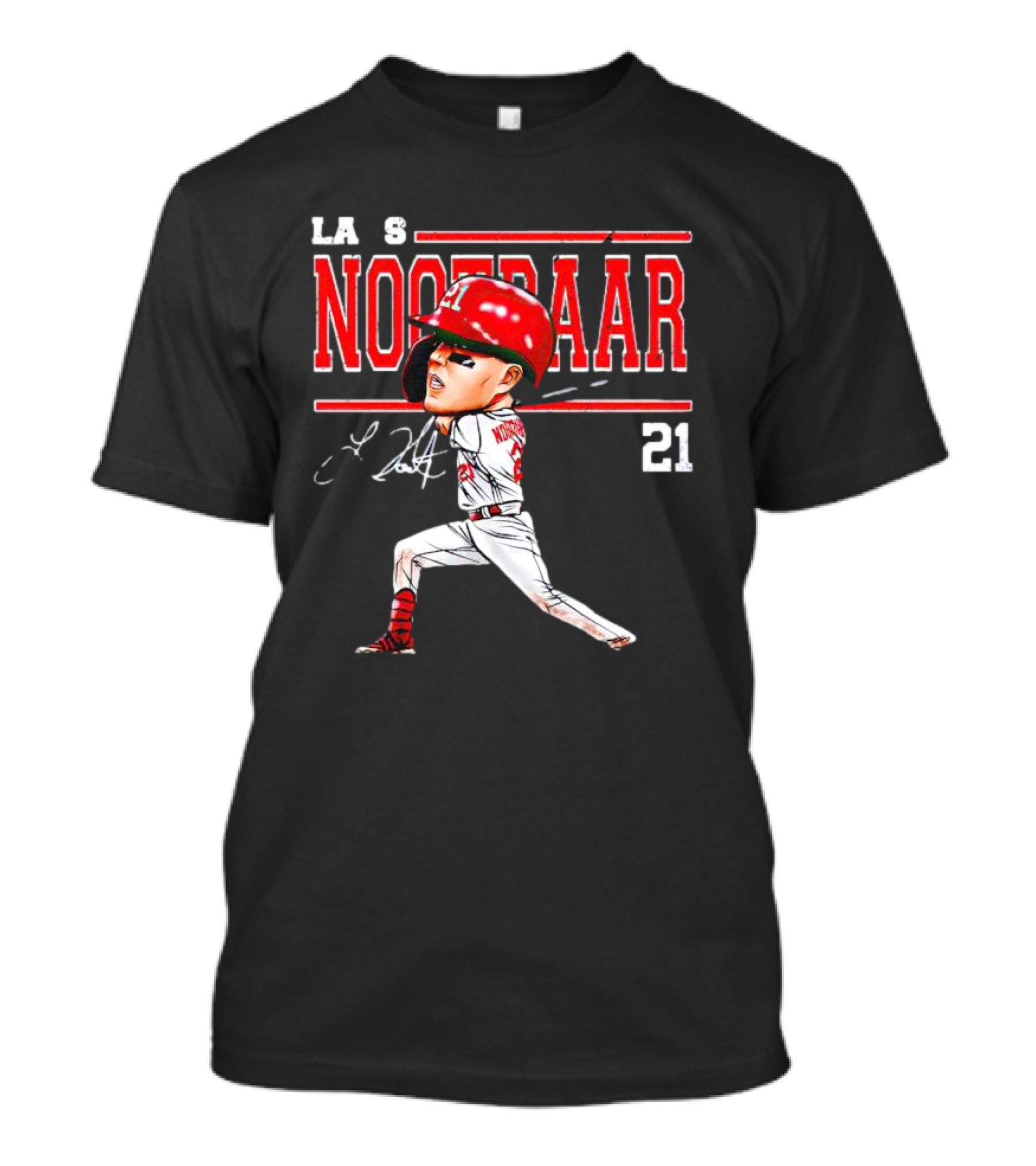 Lars Nootbaar St. Louis Baseball Cartoon Signature 21 T-Shirt