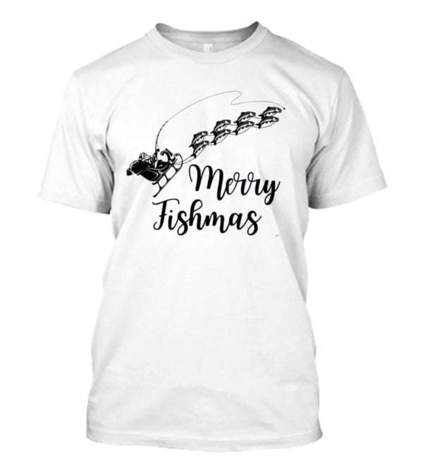 Merry Fishmas Sleigh With Fish Santa's Reindeer T-Shirt