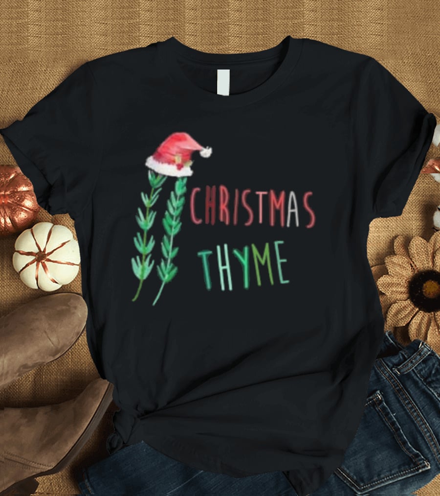 Christmas Thyme Santa Hat Herb Fun T-Shirt