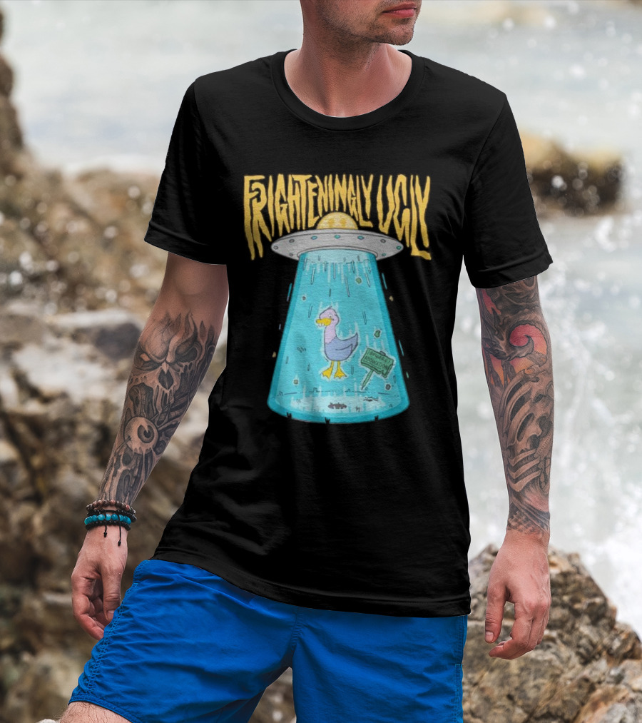 Frighteningly Ugly UFO Duck Abduction T-Shirt