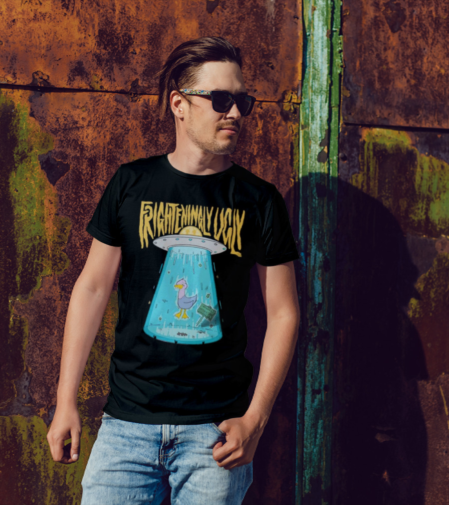 Frighteningly Ugly UFO Duck Abduction T-Shirt