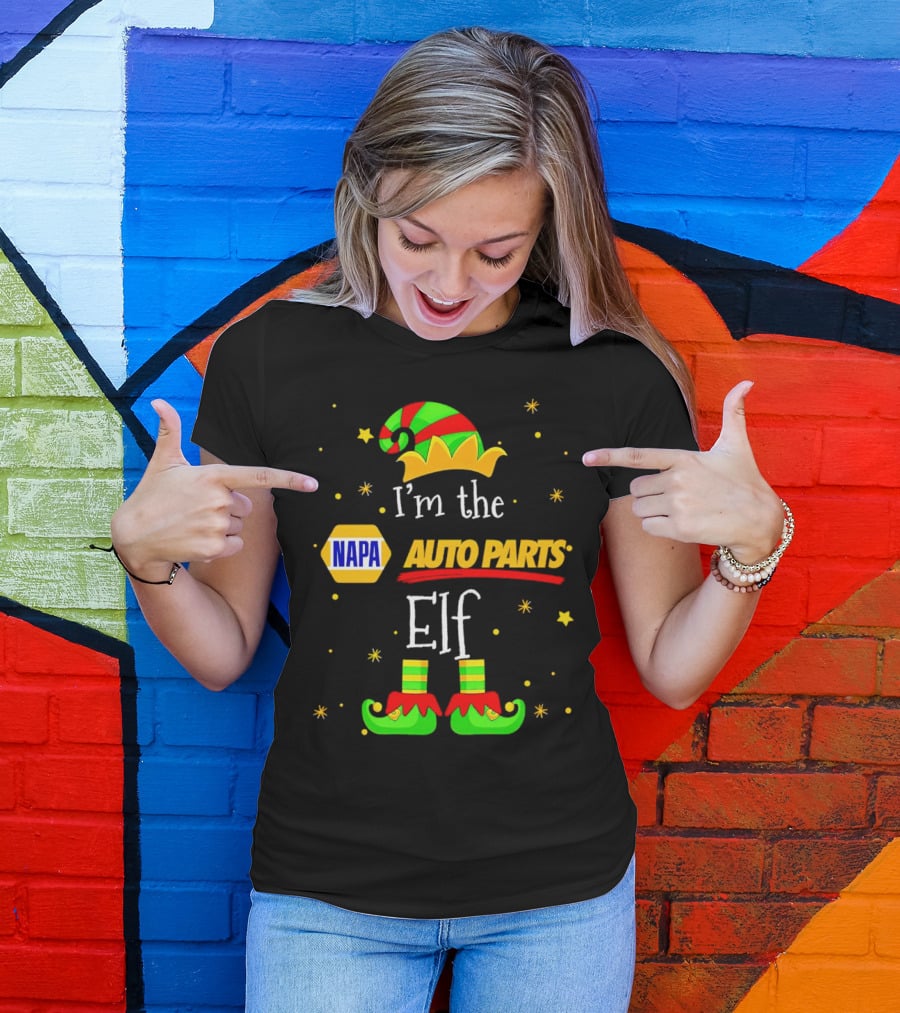 I’m The NAPA Auto Parts Elf Christmas Hat Shoes Stars T-Shirt