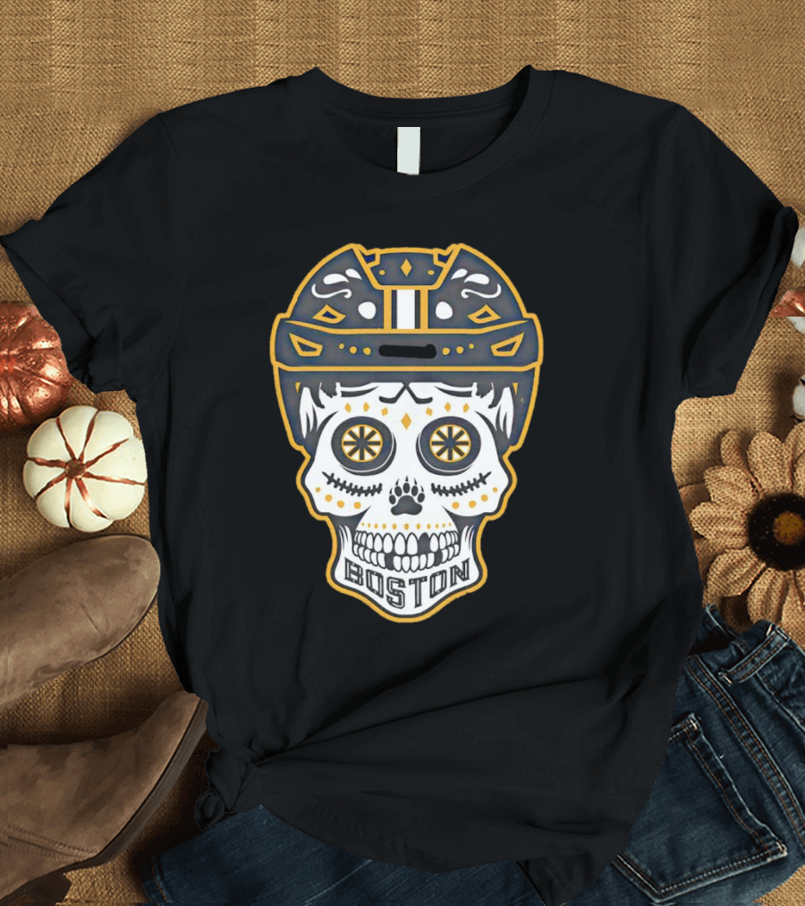 Boston Bruins Sugar Skull Helmet T-Shirt