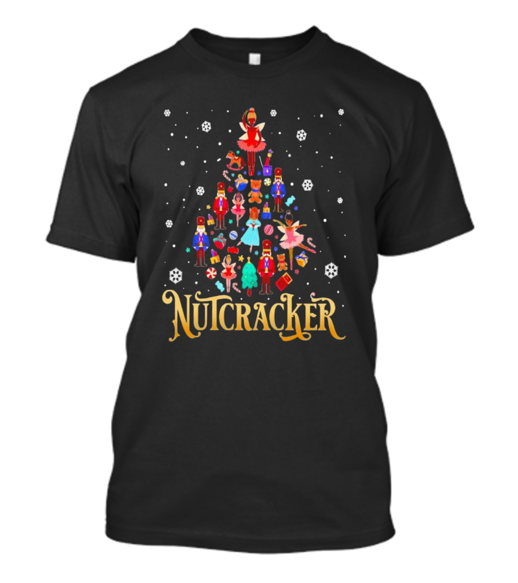 Nutcracker Characters Christmas Tree Ballet Holiday Scene T-Shirt