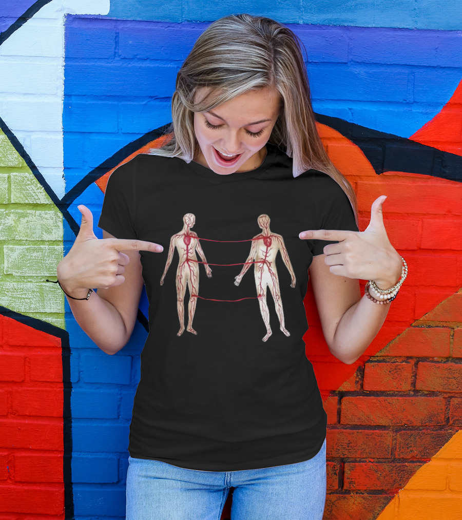Vascular Diagram Heart Connection Between Two People T-Shirt